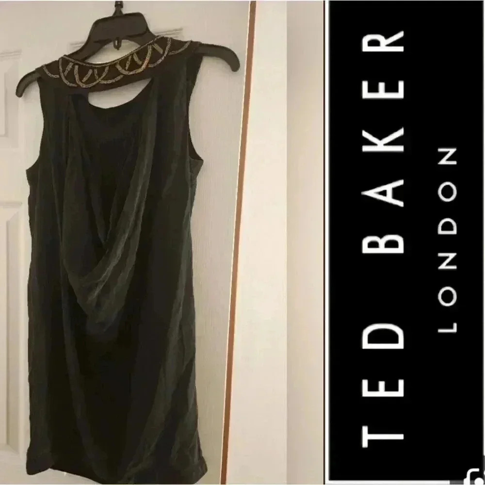 Ted Baker beaded Black silk dress